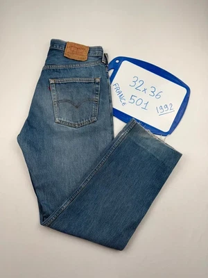 Levis levi's 501 jean jeans W32 L36 made in France 1992 vintage Chop 2043 - Photo 1/4