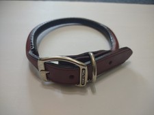 Hamilton Rolled Leather Dog Collar 1" x 22" - Sm-Med NEW Burgundy Black T1