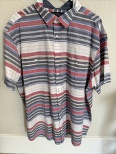 RoundTree  Yorke 2XL XXL Striped Short Sleeve Button Down Collared Shirt