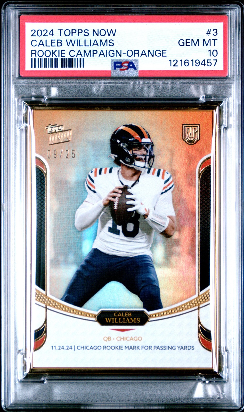 Caleb Williams Topps Now Rookie Campaign #3 Orange