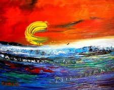 SEASCAPE  VIEW  ABSTRACT  ART  PAINTING BY MARK KAZAV