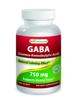 GABA 750mg Vegetarian Capsules 100 Count Non GMO Gluten Free Made in USA