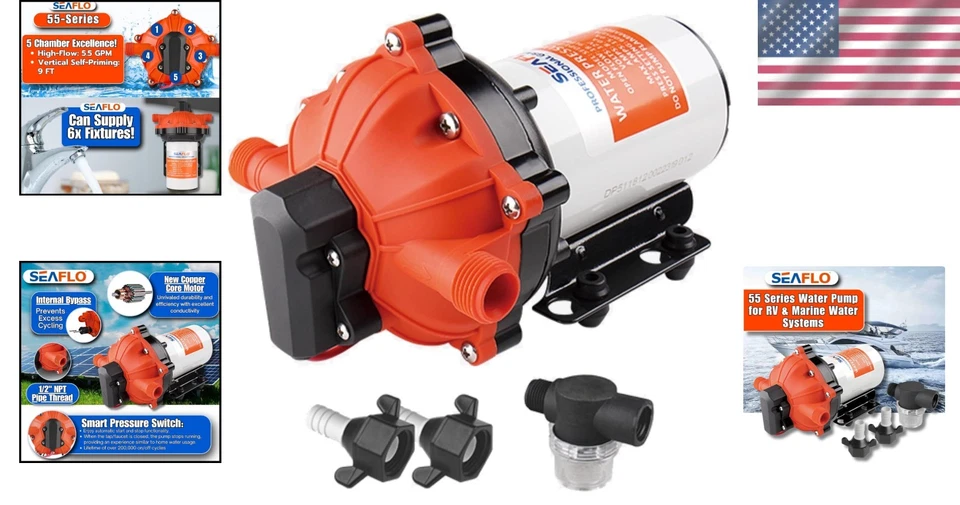 High-Performance 55-Series Diaphragm Pump - 12V, 60 PSI Pressure Switch Included - Image 2 of 4