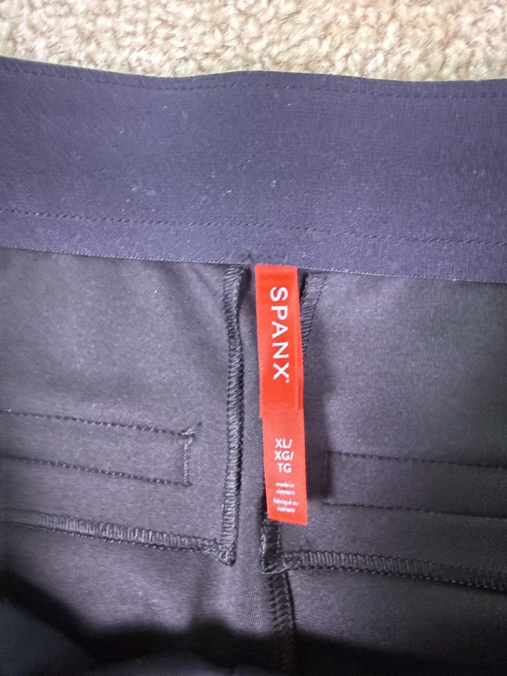 Pantalones de imitación de cuero negros acampanados de tiro alto perfectos SPANX para mujer talla XL 31x33 E699 Foto 3 de 4