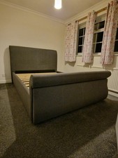 Dreams Upholstered Sleigh Bed with Headboard and Storage Drawer Dark Grey Fabric