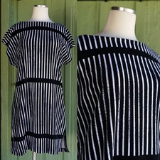 Marimekko for Target Black White Striped Terry Cloth Cover Up Mini Dress Medium