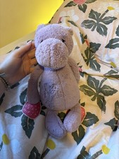 Jellycat Medium Bashful Hippo Pink/Purple Plush Toy Without Tags 30cms VGC