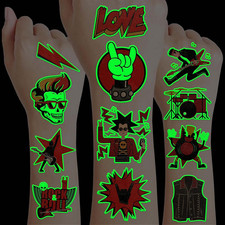 Rock N Roll Tattoos Temporary, 96PCS Glow, Kids Boys Girls