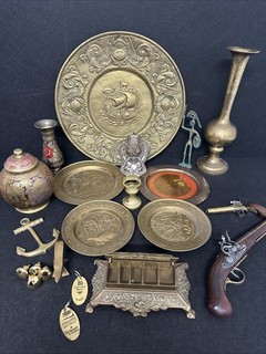 Brass Items Job Lot 8 Kg Ornaments Plates Hardware t5385