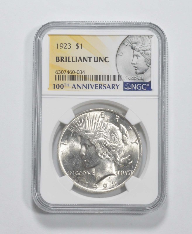 1923 Peace Silver Dollar 100th Anniv 2021 Special Label BU MS Unc NGC *9292