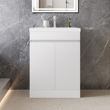 Floor Standing Bathroom Vanity Unit and Sink Cabinet Matt White Grey 500/600mm