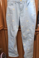 Lilly Pulitzer Main Line Fit Women's Yellow Bees Embroidery lt.Blue Pants 1V