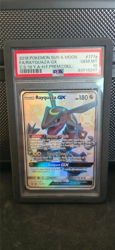 PSA 10 2018 POKEMON SUN & MOON CELESTIAL STORM #177a FA/RAYQUAZA GX C.S.'19 Y.A