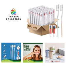 500 Pcs Disposable Toothbrushes With Toothpaste, Individually Wrapped Bulk So...