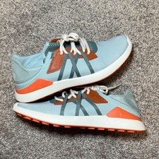 Olukai Kapalua Golf Shoes Mens 8 Light Blue Orange Spikeless 10508-3G9U