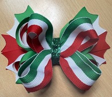Italian Flag Colors Green White Red Inspired Hair Bow