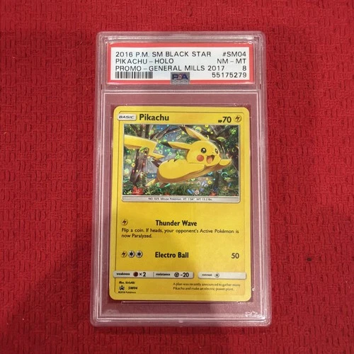 2016 PM BLACK STAR PROMO PIKACHU HALO!GENERAL MILLS 2017 PSA 8
