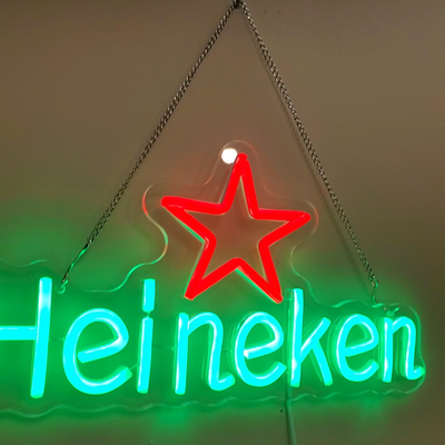 Heineken neon LED wall sign 15x8 inches 🍺 light up bar beer sign