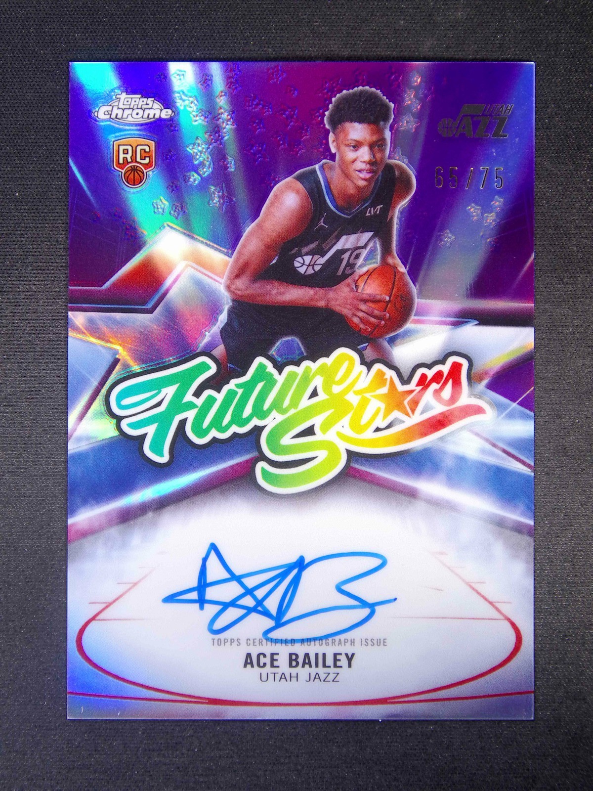2025-26 Topps Chrome Ace Bailey RC Rookie Future Stars Auto Purple Refractor /75