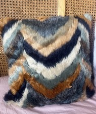 Fluffy Cushion Including Insert - 50cm x 50cm - Teal, Blue, Brown, Beige
