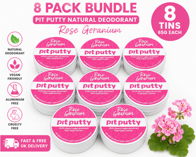 Pit Putty Natural Deodorant UK #1 Plastikfrei Vegan Bio 65gx 8Rose Geranium