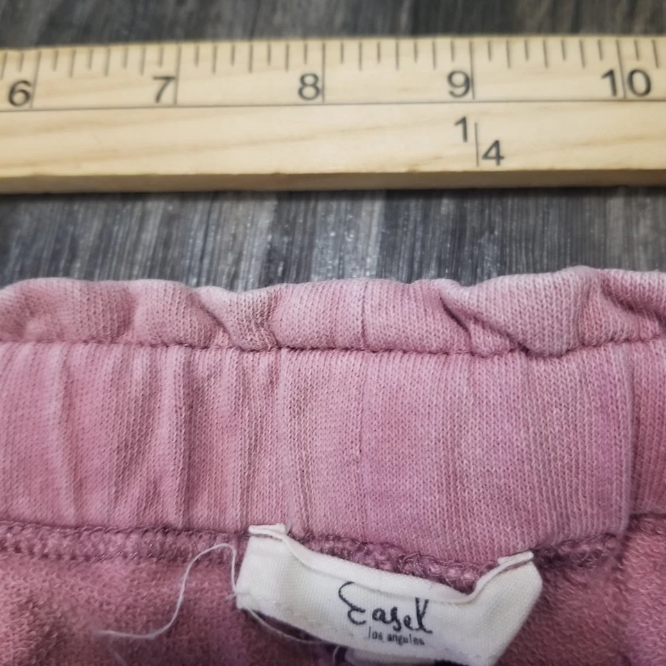 Easel Wide Leg Sweatpants Drawstring Size 1X Pink Pockets Cropped - Image 2 of 4