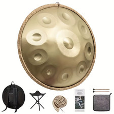 440 Hz 10-Note Tambourine, 22Inch D Minor Instrument, with Drum Bag, Dust Cloth,
