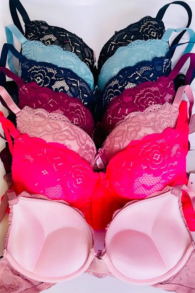 EXTREME DOUBLE PUSH UP Add 2 Cup Sizes Push Up Bra Padded FREE RETURN 1,3 or 6pc - Image 3 of 4