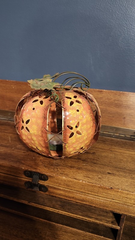 Metal Cut Out Pumpkin Tea Light Holder FALL AUTUMN HALLOWEEN CENTERPIECE