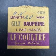 NEW Genuine Vintage LeCoultre Cal. 489 Gold Gilt Dauphine Hands 11N 20mm PAIR