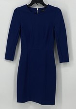 J. Crew Dress Preowned Womens Size 00 Sheath Blue Structured Knit Stretch