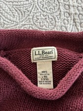 LL Bean Men  s Large Roll Neck Sweater Maroon Organic Cotton Knit Fisherman