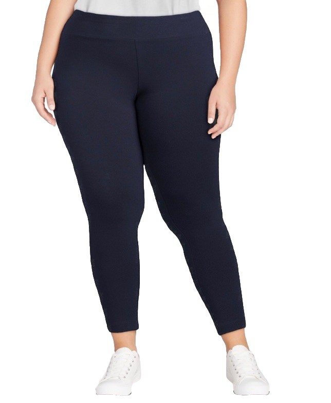 Terra and Sky Navy Blue High Rise Full Length Leggings 3X (24W-26W) NWT