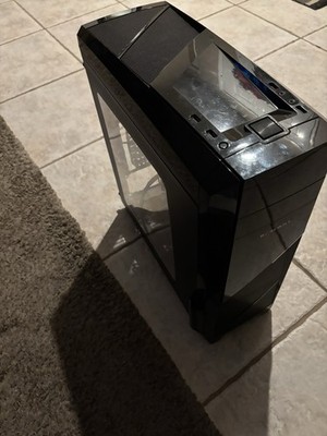 Black Mid Tower PC Case Steel with four Rosewill coolers inside
