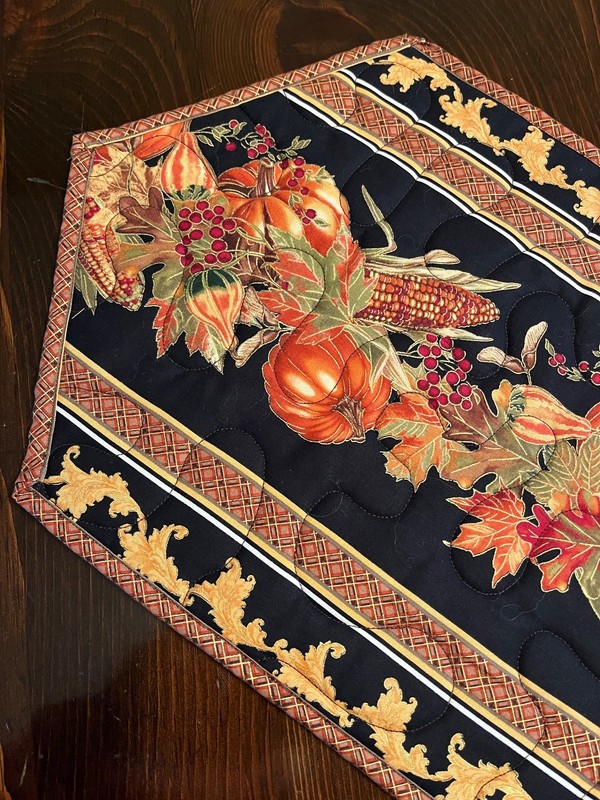 Handcrafted-Quilted Table Runner-NEW-Explosion of Gold-Elegant Fall Foliage 3/26