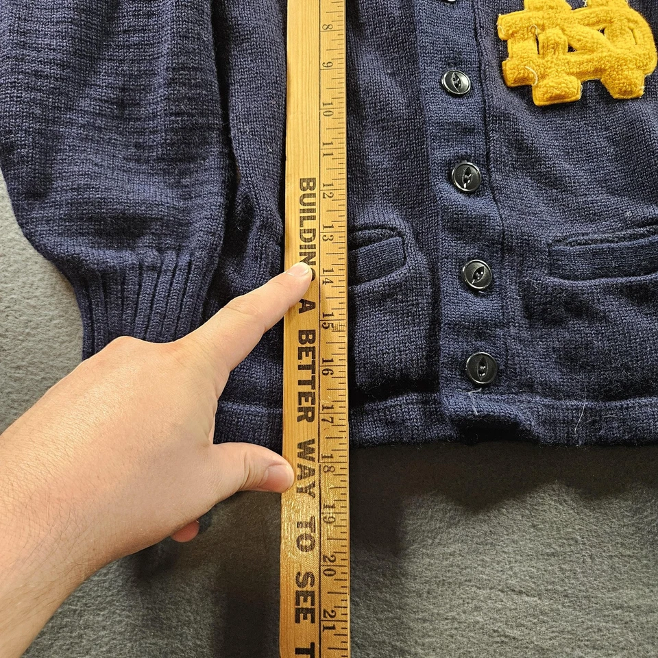 Notre Dame борьбы ирландский кардиган свитер молодежи S/M синий NCAA шерсти 50-х 60-х - Изображение 4 из 4