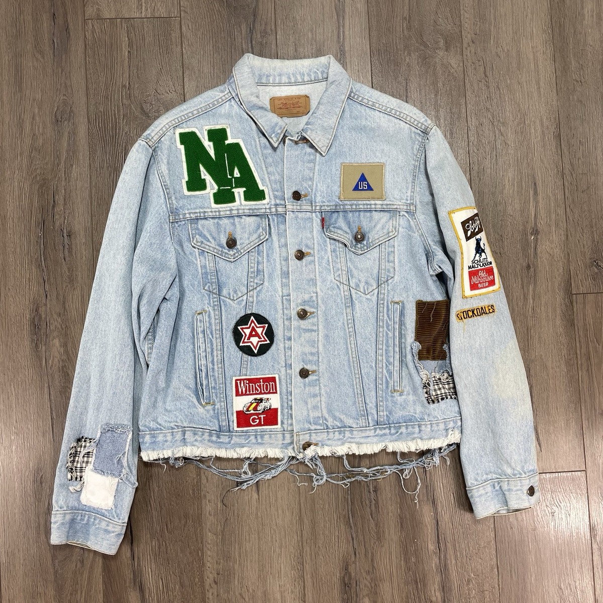 【Levi's】Vintage patchwork denim jacket Vintage Reworked Levis Patch Patchwork Upcycle Denim Trucker
