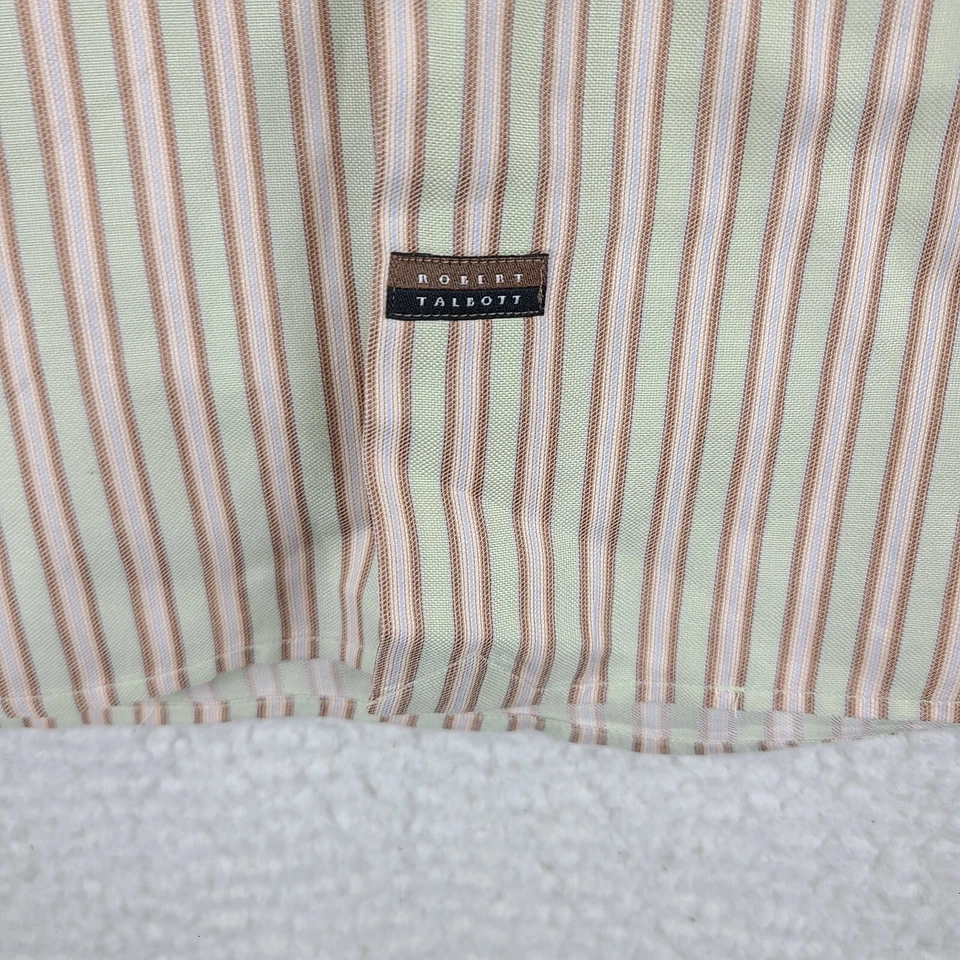Camisa de Vestir Robert Talbott Para Hombre XL Marrón Rosa Rayas Algodón Abotonada GC Foto 3 de 4