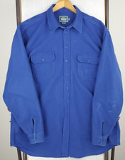 VTG WOOLRICH Size 2XL Long Mens Thick Chamois Made in USA BUtton Front Shirt Blu