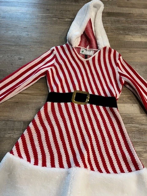 Платье с капюшоном Tis The Season Mrs Clause в полоску женское размер M - Изображение 2 из 4
