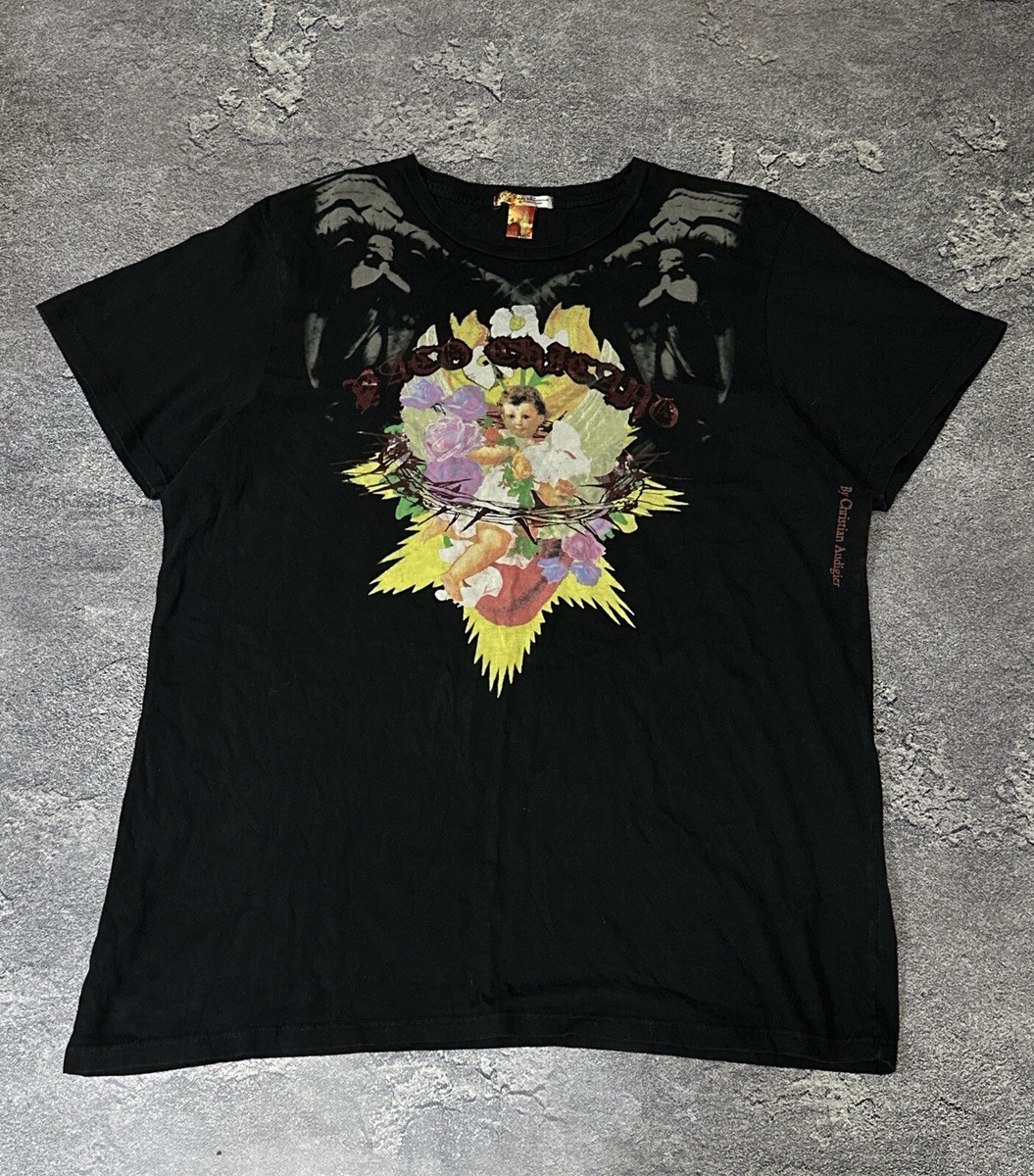 Vintage Paco Chicano By Christian Audigier Cupid Peace Punk Rock T-Shirt Y2k