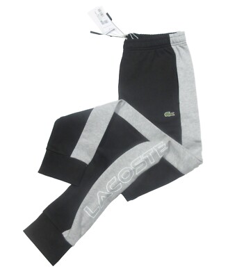 Lacoste Men's Black Grey Chine Colorblock French Terry Slim Fit Jogger Pants