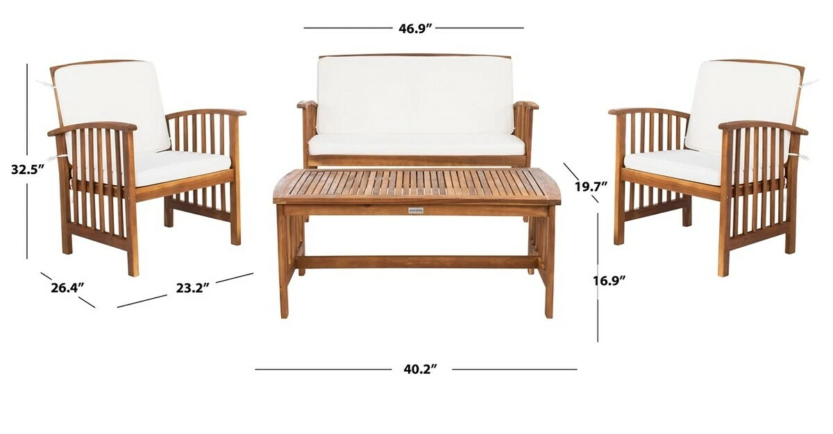 Safavieh rocklin outdoor contemporary 4 sale piece living set with cushion