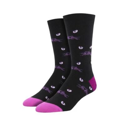 Socksmith Herrensocken Neuheit Baumwolle Crew Katzenaugen Design lustig schwarz UK 9-12