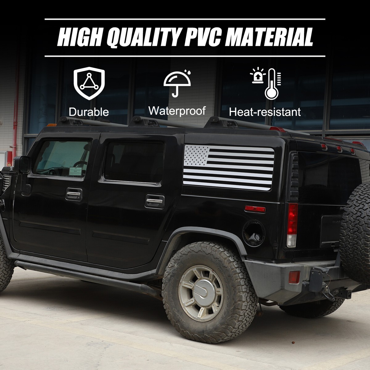 White USA Flag Style Car Rear Side Window Sticker Vinyl For Hummer