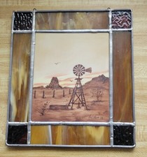 Vintage Stained Glass Artisan Made Wall Hanging Suncatcher 1C