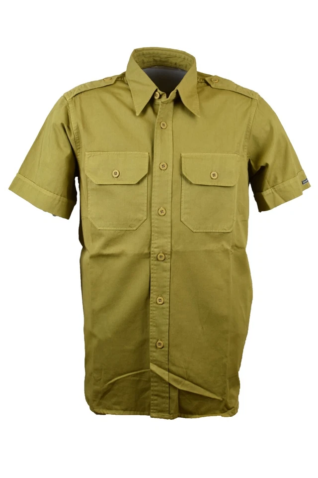 mens shirt shirts short sleeve half military cotton 100 regular fit s m l - Image 3 of 4