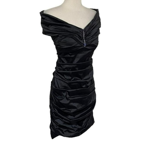 THEIA 8 black off the shoulder ruched stretch body-con formal dress - Picture 4 of 13