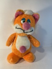 Vintage brechner Plush Kitty Cat Orange white pink pompom nose 15"