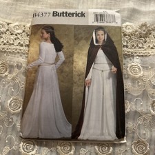 BUTTERICK PATTERN 4377 MEDIEVAL COSTUME HISTORY MISSES SIZES 6 8 10 12 UNCUT FF